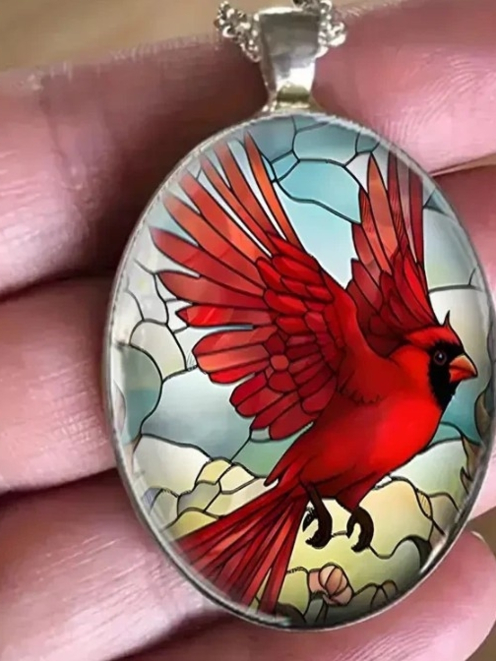 Red Cardinal Bird Pendant Necklace - Unbranded